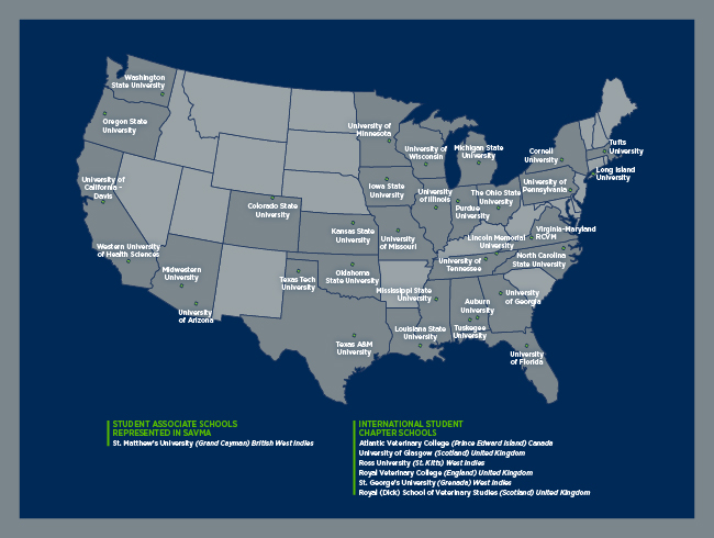 Student Chapters and Associate schools of the AVMA
